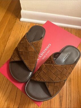 Men’s Brown Woven Suede Sandals